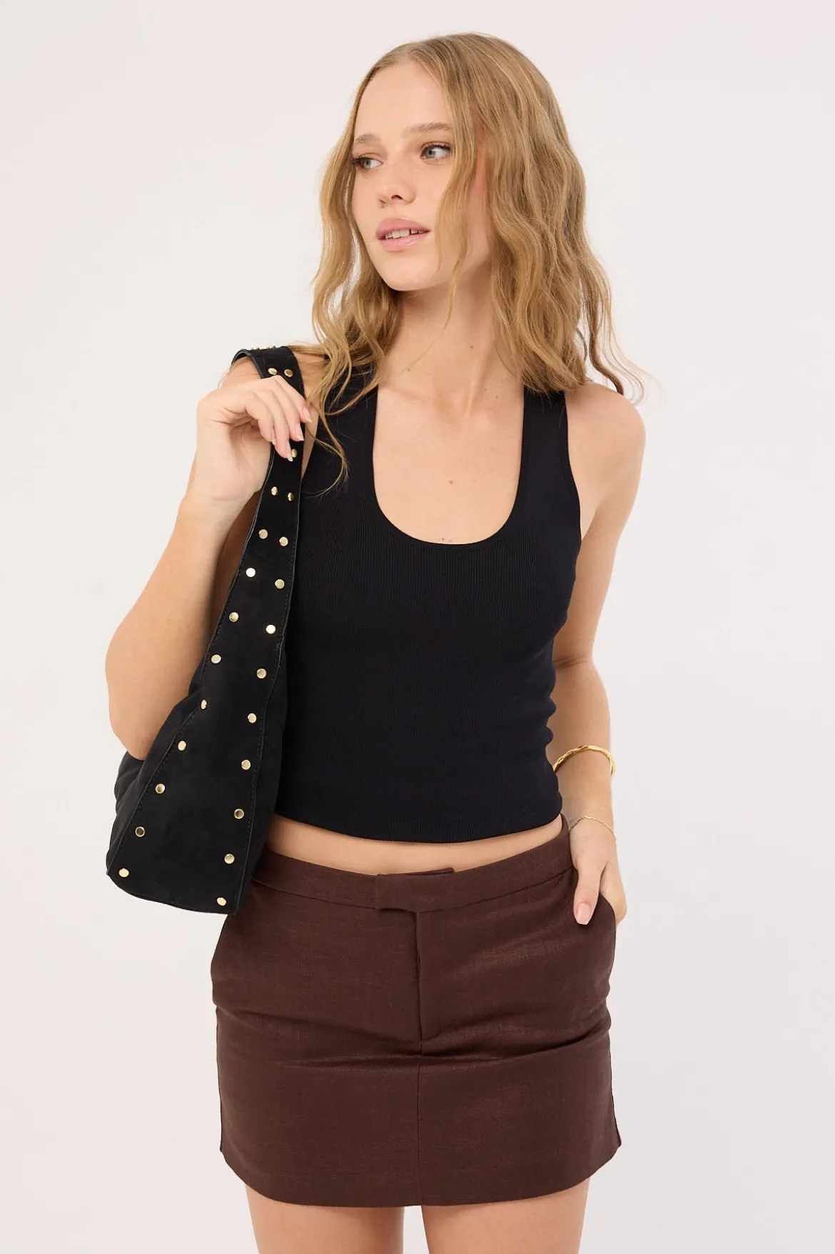Menorca Tailored Mini Skirt Chocolate