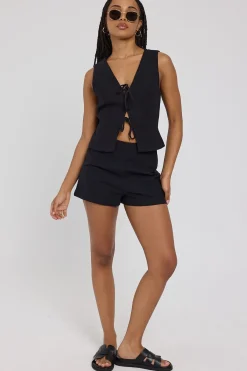 Menorca Tie Up Vest Top Black