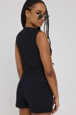 Menorca Tie Up Vest Top Black
