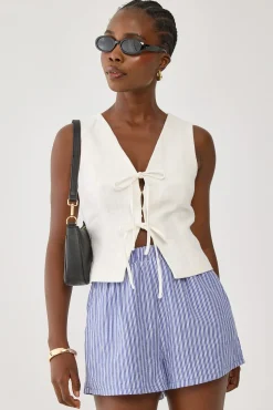 Menorca Tie Up Vest Top White