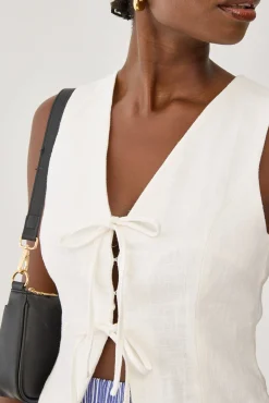 Menorca Tie Up Vest Top White