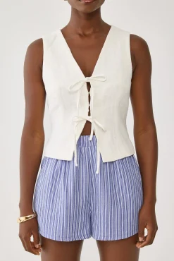 Menorca Tie Up Vest Top White