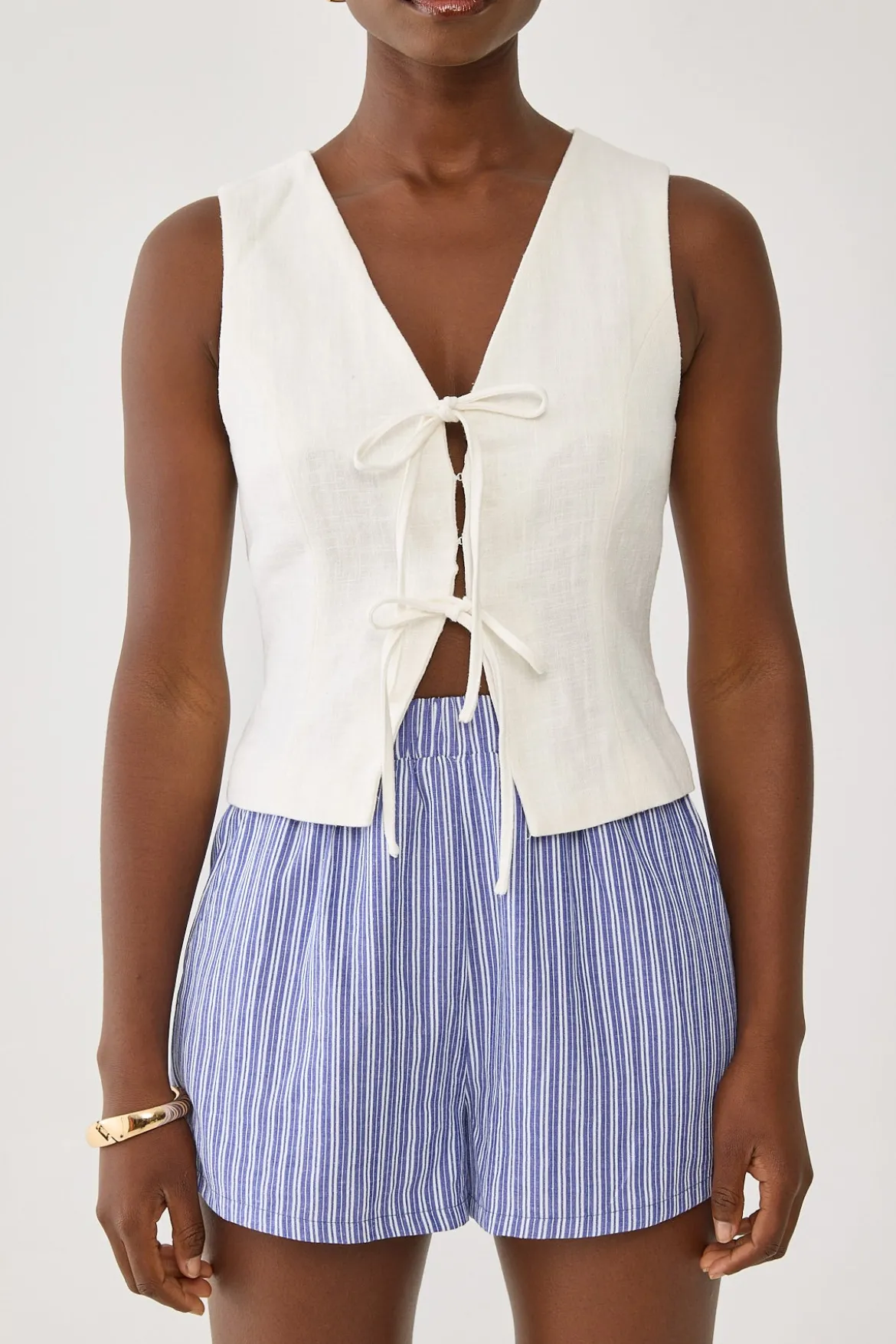 Menorca Tie Up Vest Top White