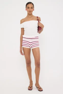 Merlo Crochet Mini Short Pink Stripe