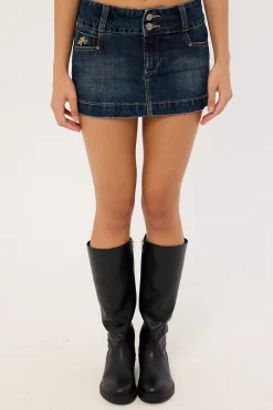 Metalx Low Rise Micro Skirt Dirty Midnight Blue