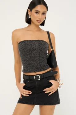 Miaow Denim Tube Top Black