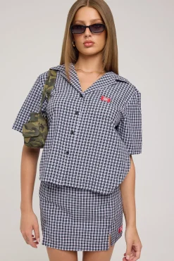 Micro Skort Black Blue Micro Check
