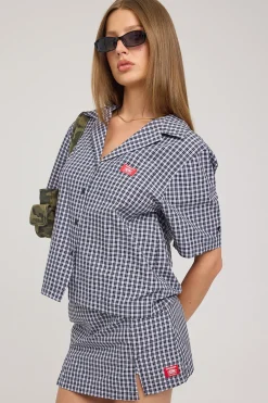 Micro Skort Black Blue Micro Check
