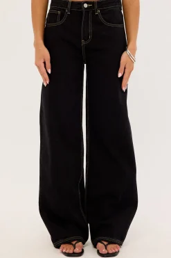 MID RISE BAGGY JEAN Washed Black
