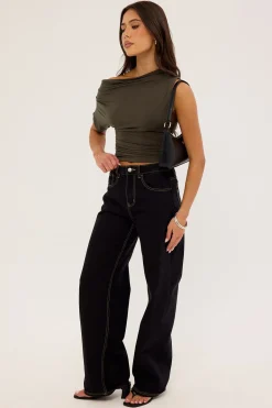 MID RISE BAGGY JEAN Washed Black