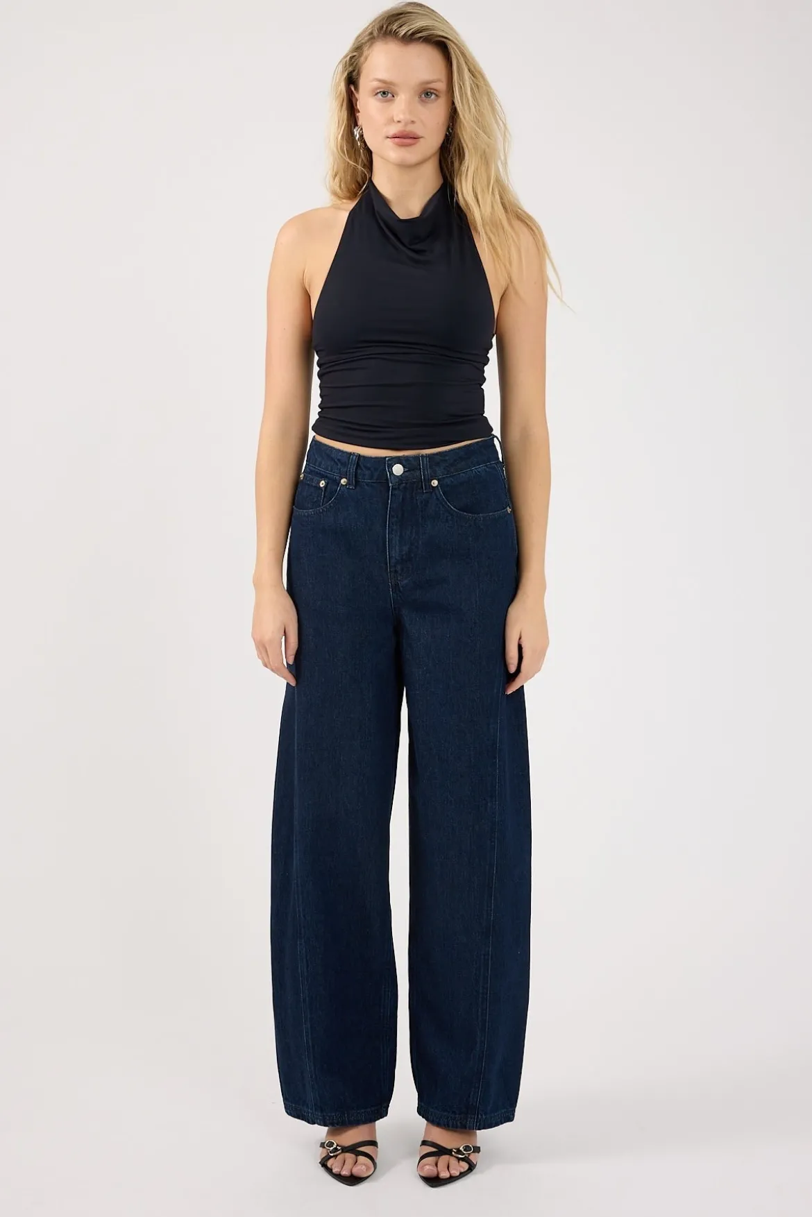 Mid Rise Barrel Jean Indigo Denim