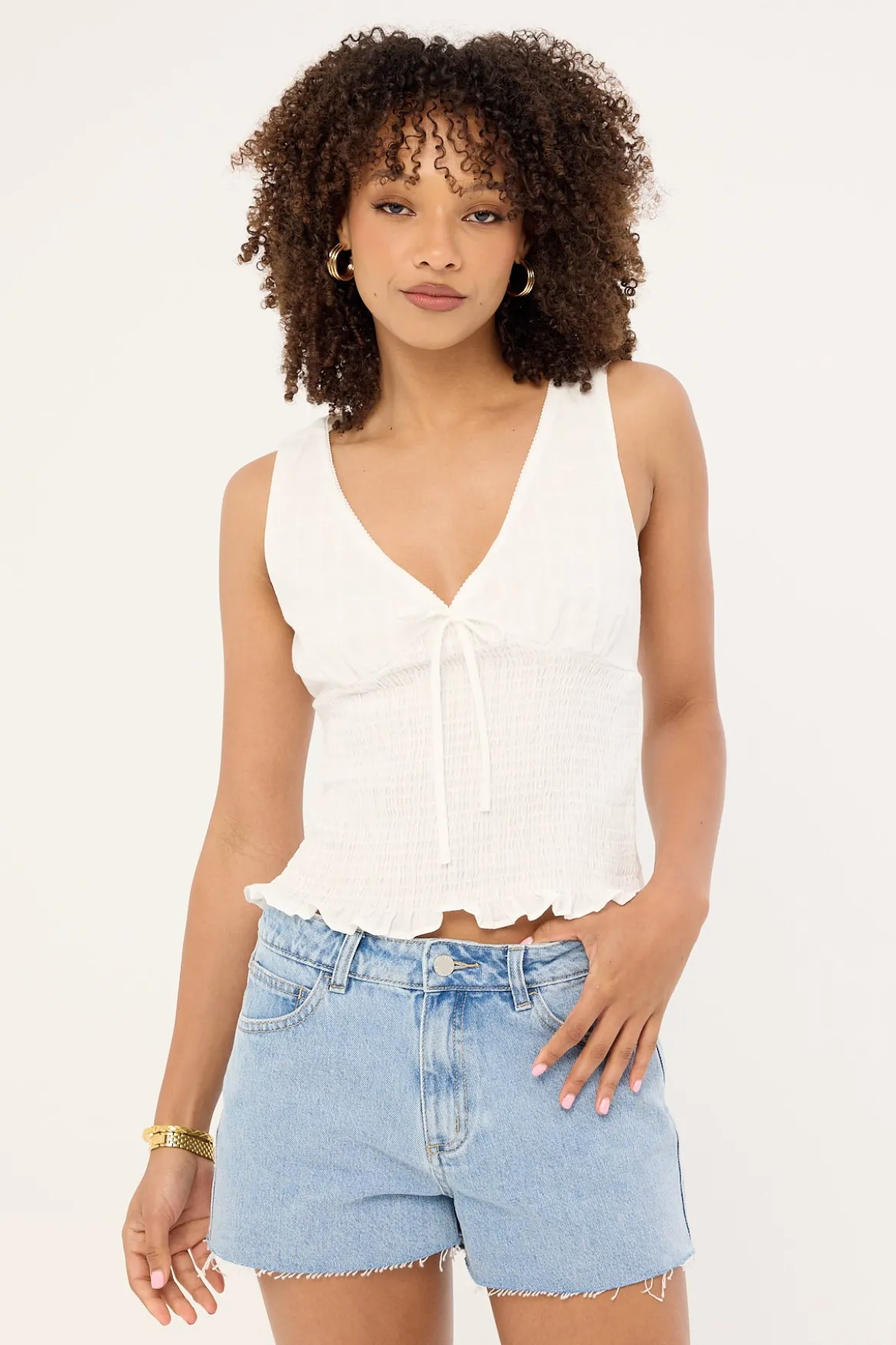 Mid Rise Denim Shorts Light Blue Denim