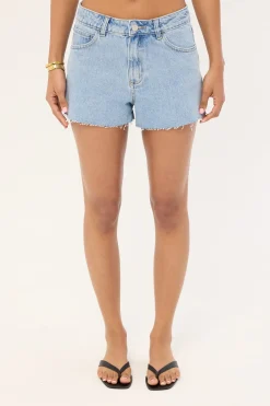 Mid Rise Denim Shorts Light Blue Denim