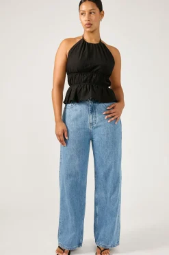 Mid Rise 90's Slouch Jean Mid Blue Denim