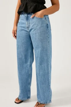 Mid Rise 90's Slouch Jean Mid Blue Denim