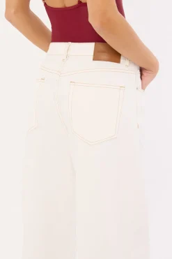 Mid Rise 90's Slouch Jean White Contrast Off White Contrast