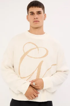 Midvale Cropped Knit Sweater Off White