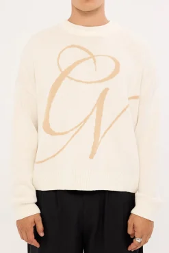 Midvale Cropped Knit Sweater Off White