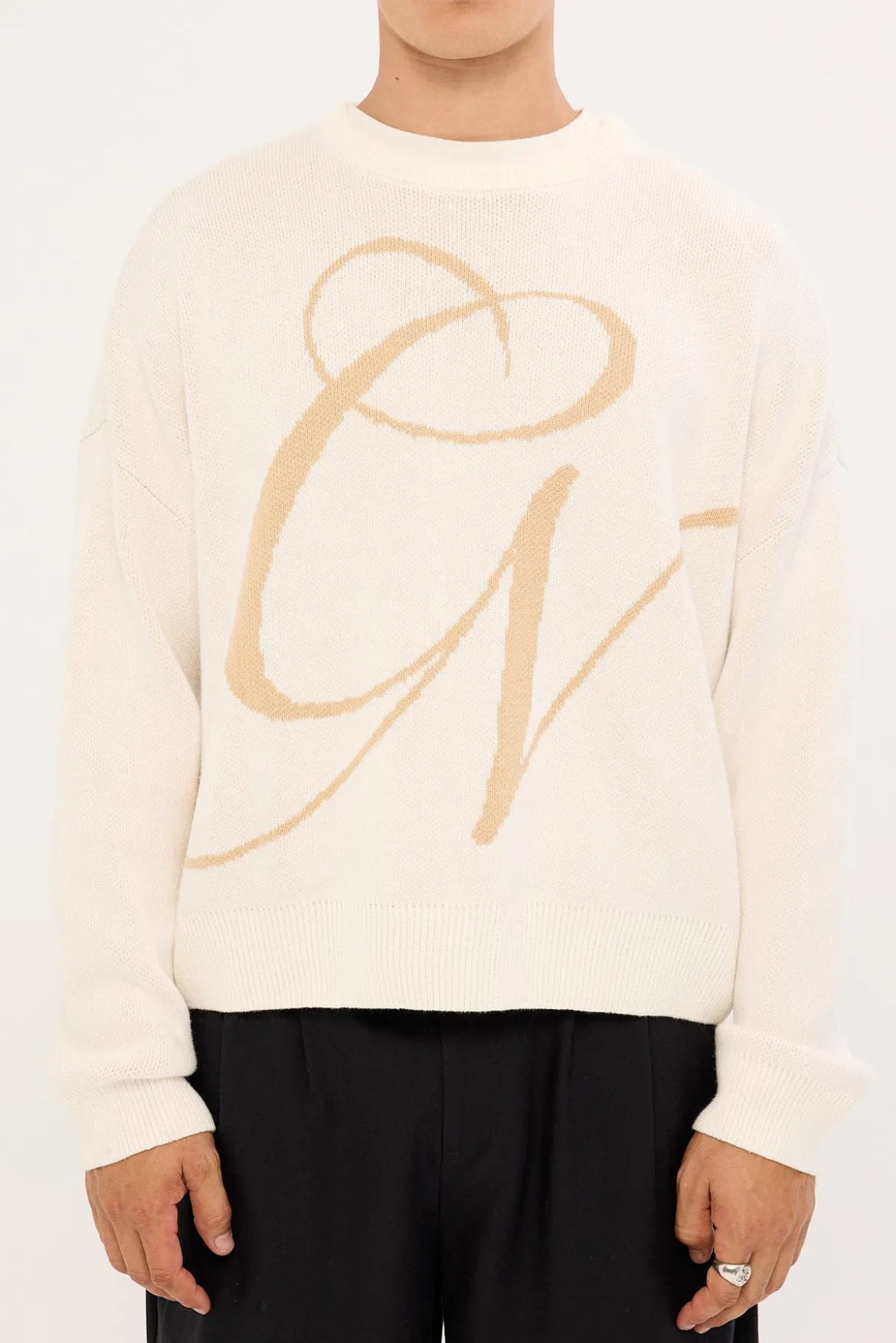 Midvale Cropped Knit Sweater Off White