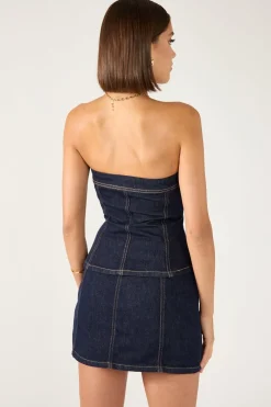 Mila Denim Button Up Top Dark Blue Denim
