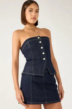 Mila Denim Mid Rise Skort Dark Blue Denim