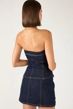 Mila Denim Mid Rise Skort Dark Blue Denim