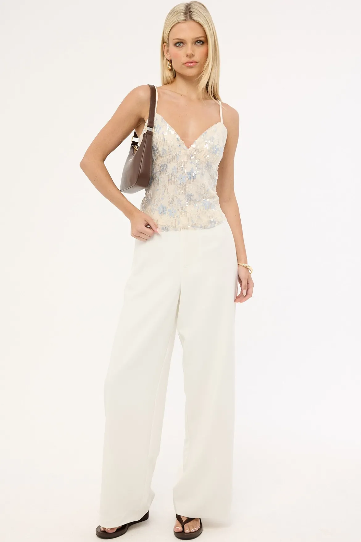 Mila Sequin Cami Top Cream