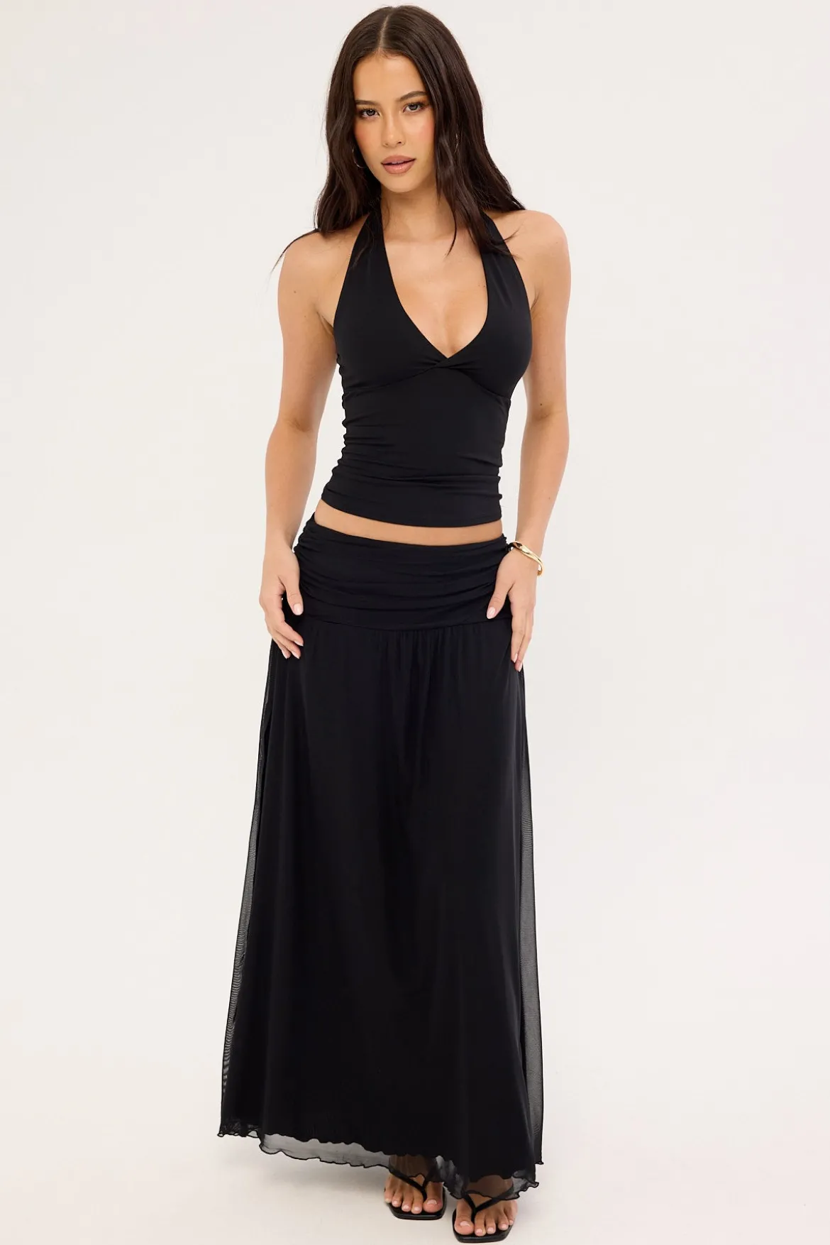Miles Mesh Maxi Skirt Black