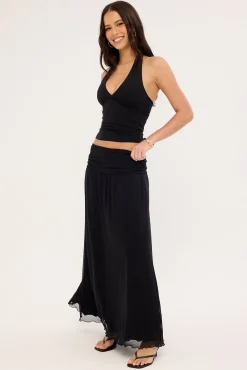 Miles Mesh Maxi Skirt Black