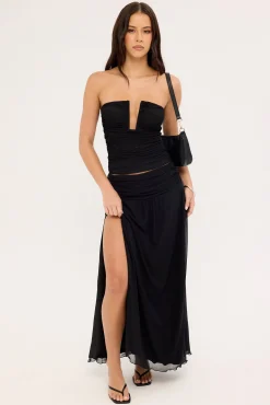 Miles Mesh Maxi Skirt Black