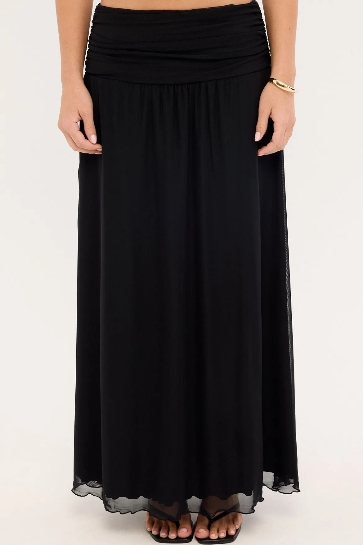 Miles Mesh Maxi Skirt Black