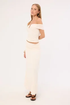 Millie Mesh Maxi Skirt Off White