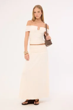 Millie Mesh Off Shoulder Top Off White