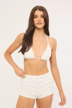 Mimi Frilly Polka Bralette White Polka
