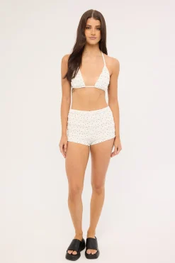 Mimi Frilly Polka Bralette White Polka