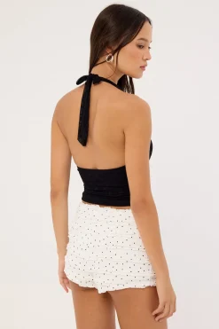 Mimi Frilly Polka Micro Shorts White Polka