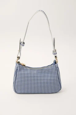 Mini Gingham Pochette Shoulder Bag Navy Gingham