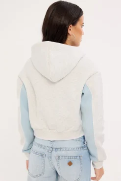 Mini Two Tides Cropped Hooded Fleece Ecru Marle