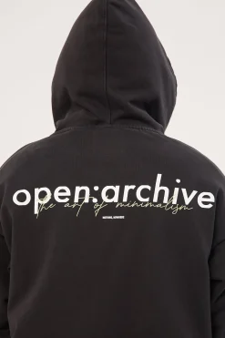 Minimal Boxy Hoodie Washed Black