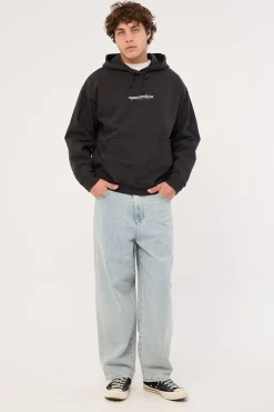 Minimal Boxy Hoodie Washed Black