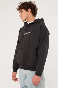 Minimal Boxy Hoodie Washed Black