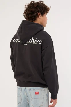 Minimal Boxy Hoodie Washed Black