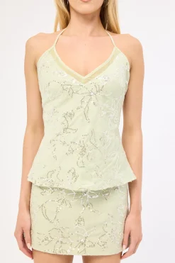 Mirabel Halter Cowl Top Sage