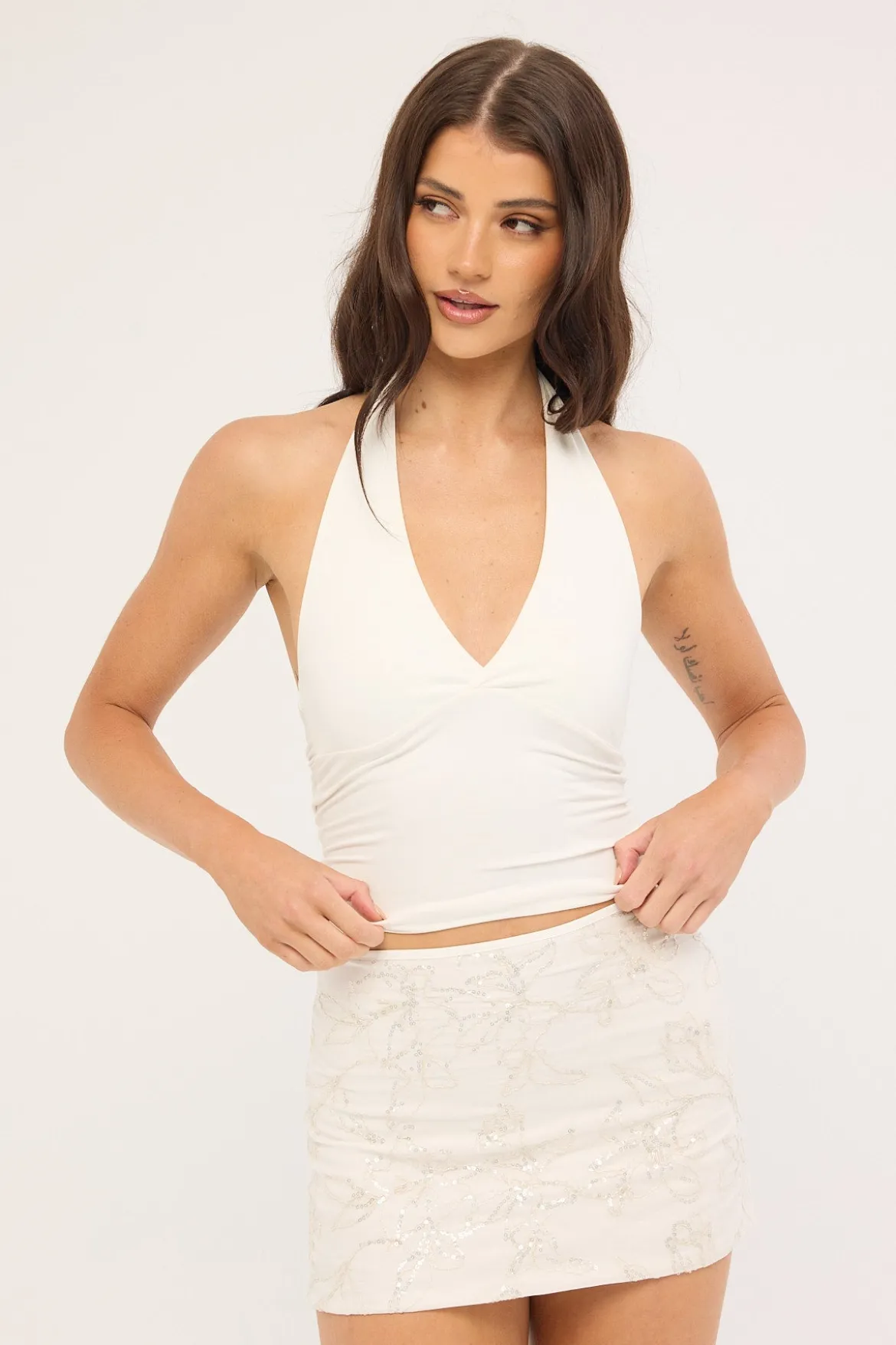 Mirabel Sequin Mini Skirt White