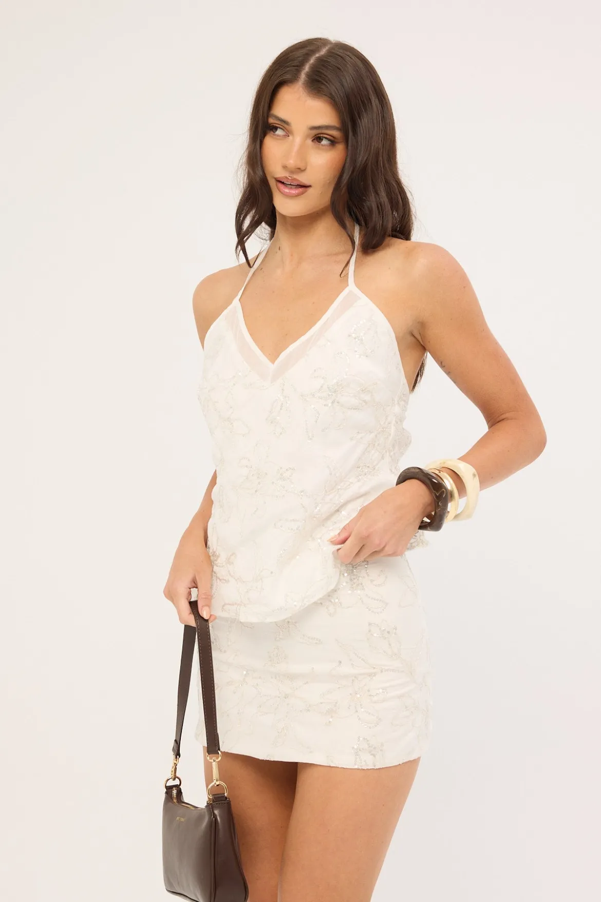 Mirabel Sequin Mini Skirt White