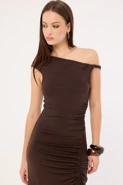 Miro Twist Maxi Dress Brown