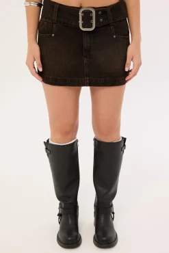 Misbehave Micro Skirt Burnt Black