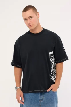 Misfortune Box Fit Oversize Cropped Tee Washed Black