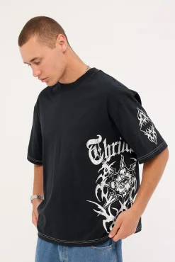 Misfortune Box Fit Oversize Cropped Tee Washed Black