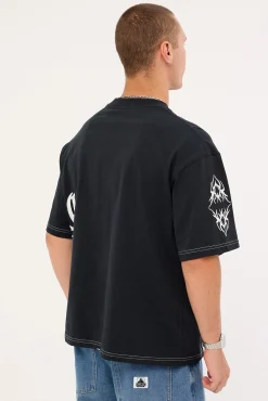 Misfortune Box Fit Oversize Cropped Tee Washed Black